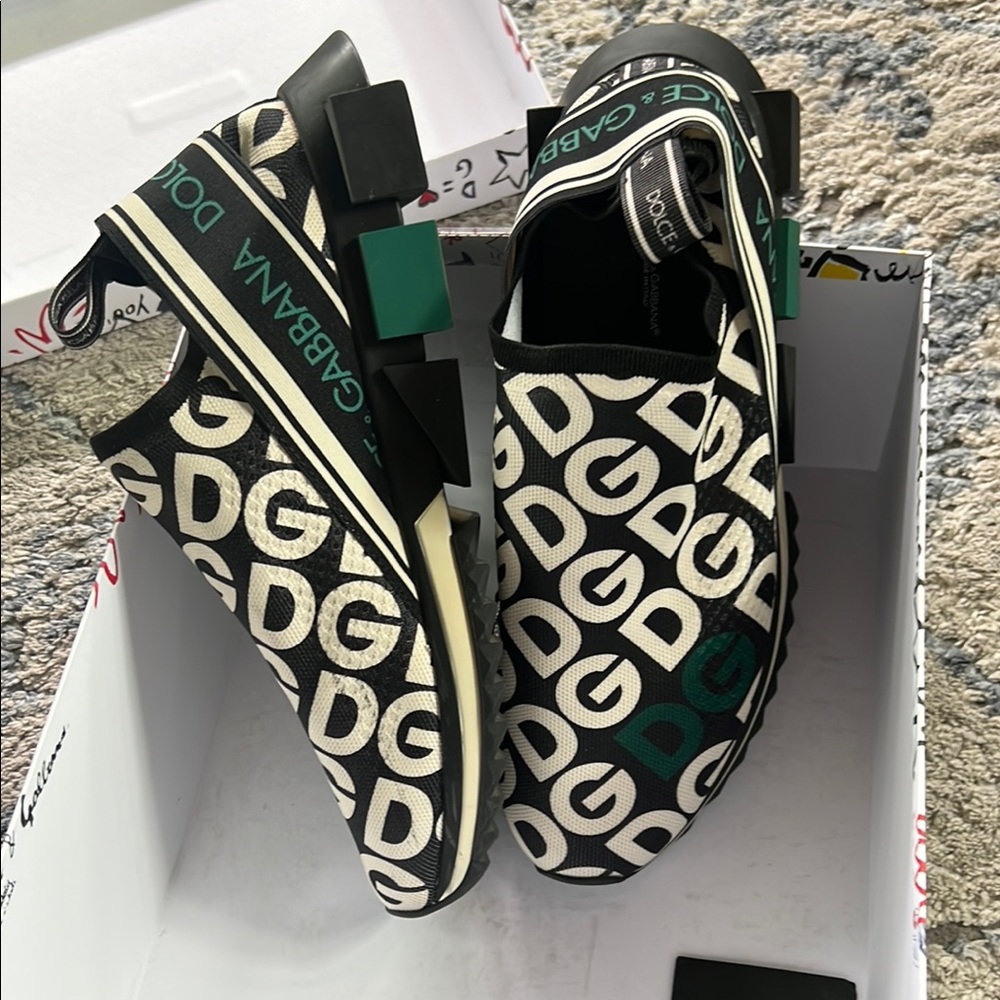 Dolce & Gabbana men’s Black and White Slip-On Sneakers